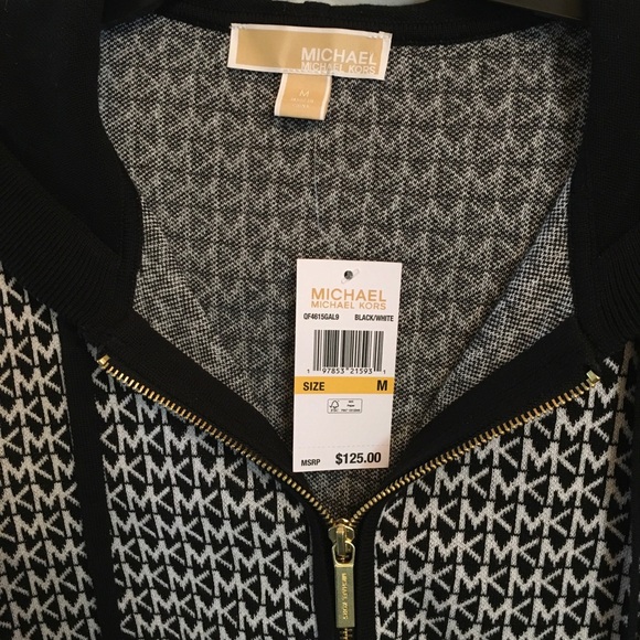 Michael Kors Black and White MK Pattern Hoodie sweater NWT - Picture 3 of 4